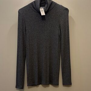 Michael Stars Shimmering Gray Cowl Neck Top